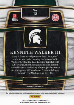 2022 Panini Select Draft Picks #15 Kenneth Walker III Back
