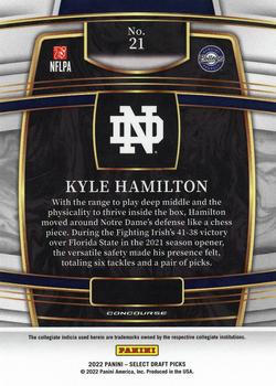2022 Panini Select Draft Picks #21 Kyle Hamilton Back