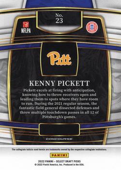 2022 Panini Select Draft Picks #23 Kenny Pickett Back