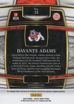 2022 Panini Select Draft Picks #31 Davante Adams Back