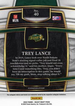 2022 Panini Select Draft Picks #40 Trey Lance Back