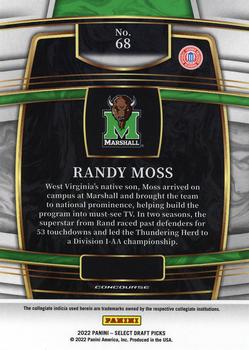 2022 Panini Select Draft Picks #68 Randy Moss Back