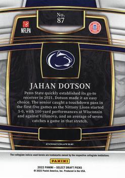 2022 Panini Select Draft Picks #87 Jahan Dotson Back