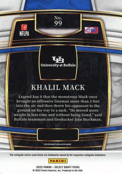 2022 Panini Select Draft Picks #99 Khalil Mack Back