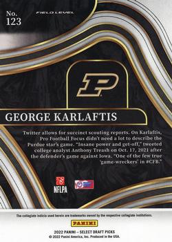 2022 Panini Select Draft Picks #123 George Karlaftis Back