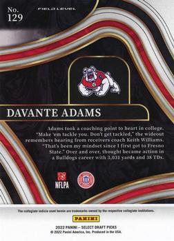 2022 Panini Select Draft Picks #129 Davante Adams Back