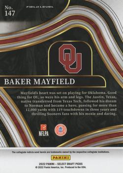 2022 Panini Select Draft Picks #147 Baker Mayfield Back