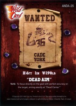 2021 Wild Card Alumination NIL - Dead Aim Gold Foil Lettering / Purple #ANDA-25 Cade York Back
