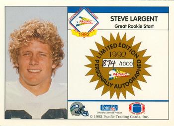 1992 Pacific - Steve Largent Autograph #NNO Steve Largent Back