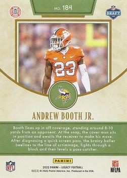2022 Panini Legacy #184 Andrew Booth Jr. Back