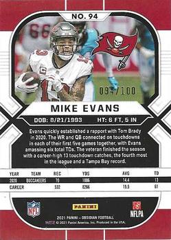 2021 Panini Obsidian - Electric Etch Purple #94 Mike Evans Back