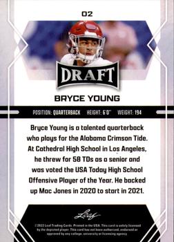 2022 Leaf Draft #02 Bryce Young Back