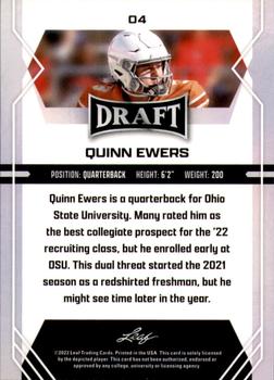 2022 Leaf Draft #04 Quinn Ewers Back