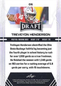 2022 Leaf Draft - Gold #06 TreVeyon Henderson Back