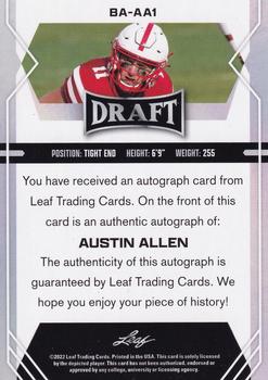 2022 Leaf Draft - Autographs #BA-AA1 Austin Allen Back