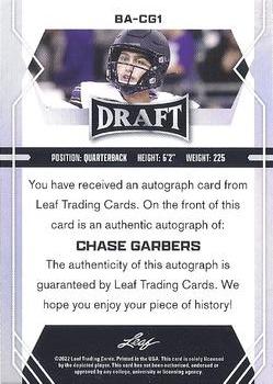 2022 Leaf Draft - Autographs #BA-CG1 Chase Garbers Back