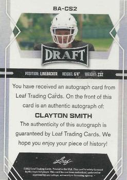 2022 Leaf Draft - Autographs #BA-CS2 Clayton Smith Back