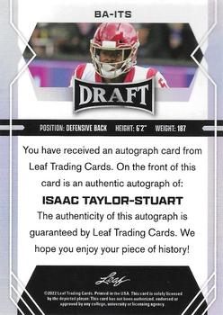 2022 Leaf Draft - Autographs #BA-ITS Isaac Taylor-Stuart Back