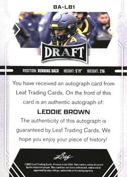 2022 Leaf Draft - Autographs #BA-LB1 Leddie Brown Back