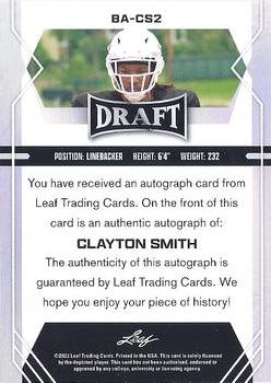 2022 Leaf Draft - Autographs Red #BA-CS2 Clayton Smith Back