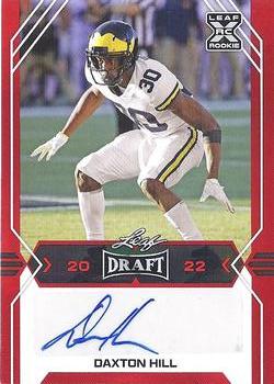 2022 Leaf Draft - Autographs Red #BA-DH1 Daxton Hill Front