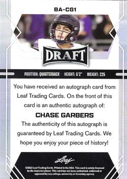 2022 Leaf Draft - Autographs Blue #BA-CG1 Chase Garbers Back