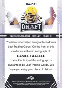 2022 Leaf Draft - Autographs Blue #BA-DF1 Daniel Faalele Back