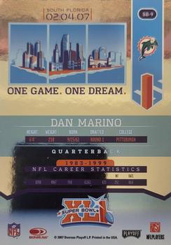 2007 Donruss Miami Dolphins Super Bowl XLI Card Show #SB-9 Dan Marino Back