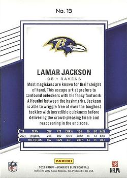 2022 Donruss Elite #13 Lamar Jackson Back