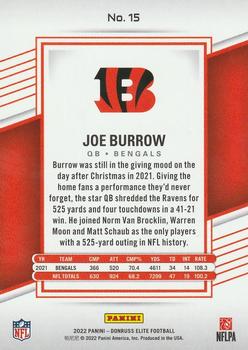 2022 Donruss Elite #15 Joe Burrow Back
