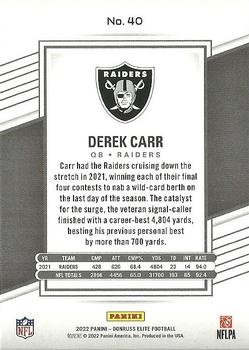 2022 Donruss Elite #40 Derek Carr Back