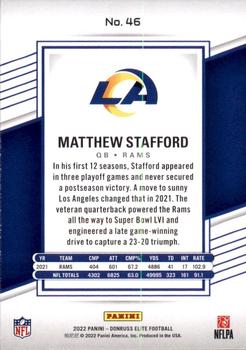 2022 Donruss Elite #46 Matthew Stafford Back
