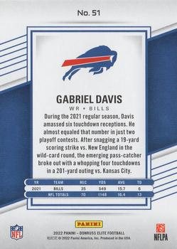 2022 Donruss Elite #51 Gabriel Davis Back