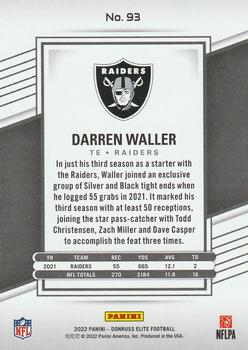 2022 Donruss Elite #93 Darren Waller Back