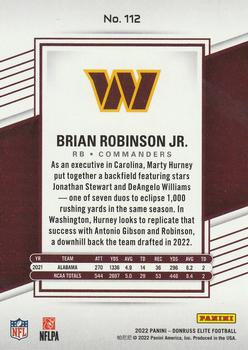 2022 Donruss Elite #112 Brian Robinson Jr. Back