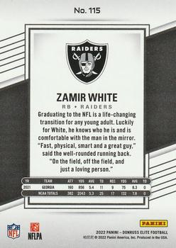 2022 Donruss Elite #115 Zamir White Back