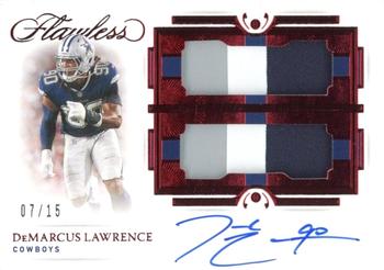 2021 Panini Flawless - Dual Patch Autographs Ruby #DPA-DML DeMarcus Lawrence Front