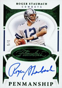 2021 Panini Flawless - Flawless Penmanship Emerald #PEN-RST Roger Staubach Front