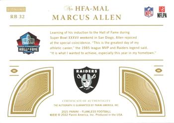 2021 Panini Flawless - Hall of Fame Autographs Silver #HFA-MAL Marcus Allen Back