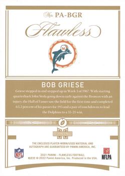 2021 Panini Flawless - Patch Autographs Silver #PA-BGR Bob Griese Back