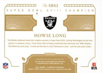 2021 Panini Flawless - Super Bowl Swatches #SBS2 Howie Long Back