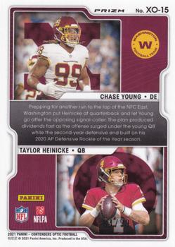 2021 Panini Contenders Optic - Xs and Os Blue #XO-15 Chase Young / Taylor Heinicke Back