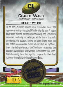 1994 Signature Rookies - Charlie Ward Autographs #C1 Charlie Ward Back