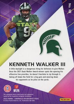 2022 Panini Chronicles Draft Picks - Recon #18 Kenneth Walker III Back