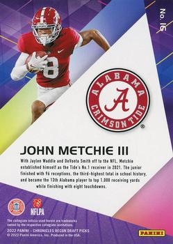 2022 Panini Chronicles Draft Picks - Recon Blue #16 John Metchie III Back