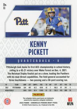 2022 Panini Chronicles Draft Picks - Phoenix #11 Kenny Pickett Back