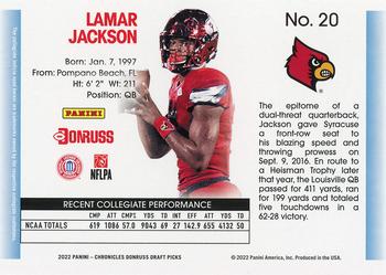 2022 Panini Chronicles Draft Picks - Donruss Retro Red #20 Lamar Jackson Back