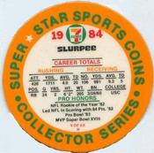 1984 7-Eleven Super Star Sports Coins: West Region #V H Marcus Allen Back