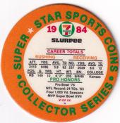 1984 7-Eleven Super Star Sports Coins: West Region #VI H John Riggins Back