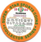 1984 7-Eleven Super Star Sports Coins: West Region #VII H Walter Payton Back